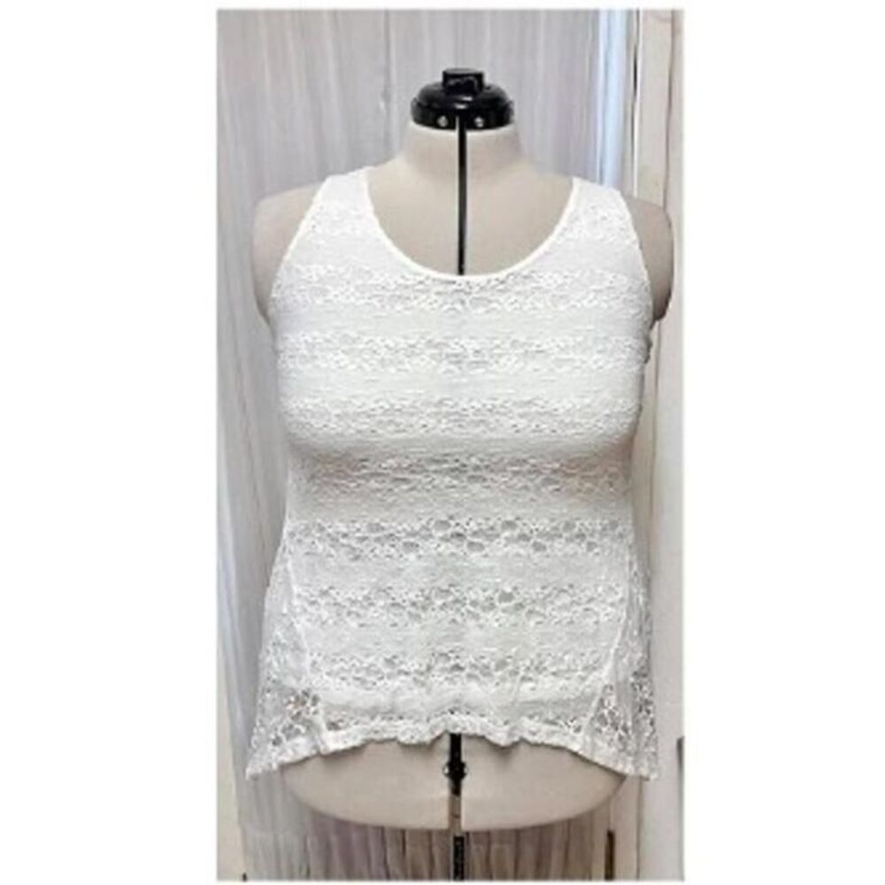 One World women's white lace top Size large